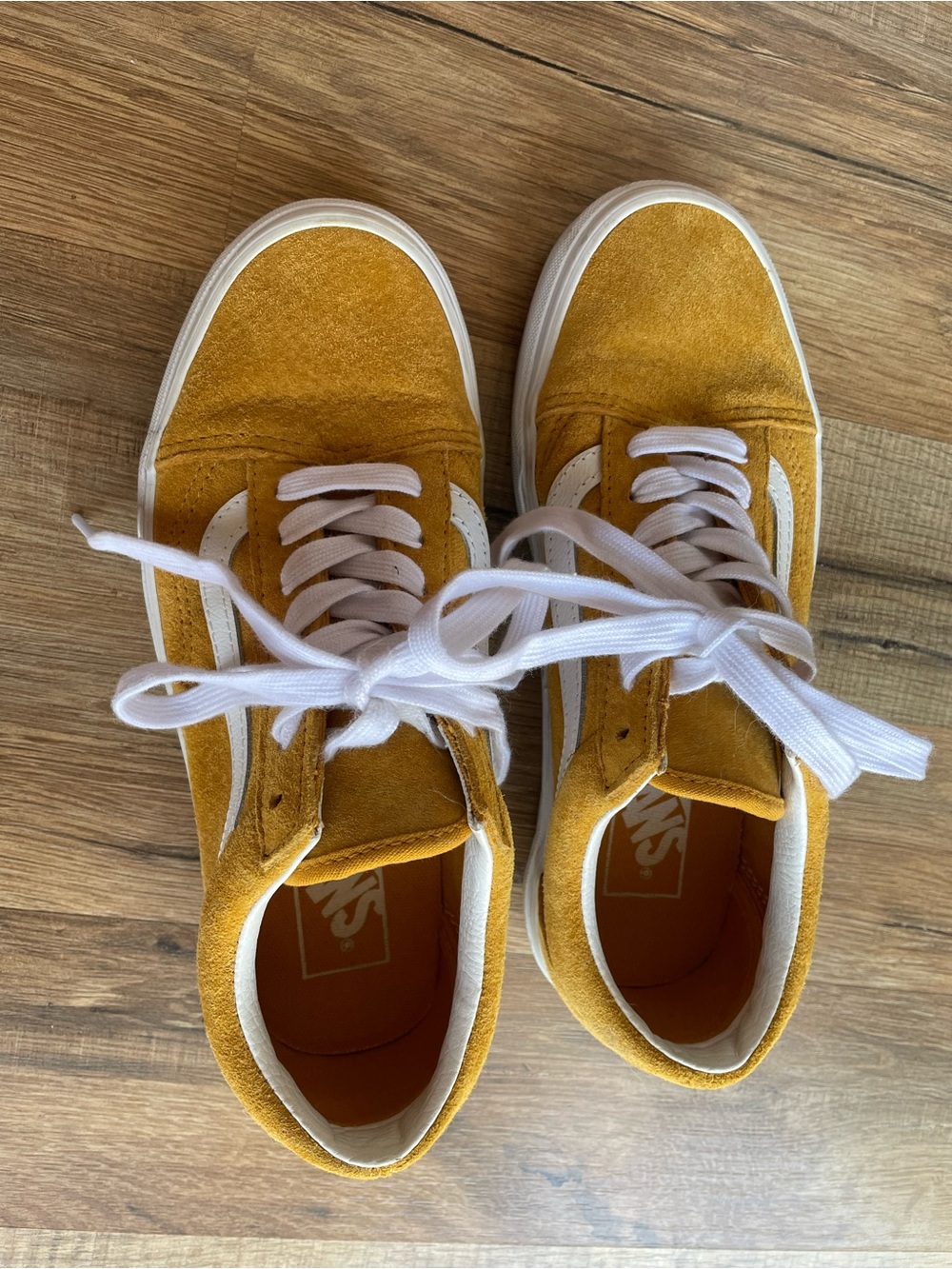 Vans Old Skool Suede Sneakers in Mustard Yellow and White